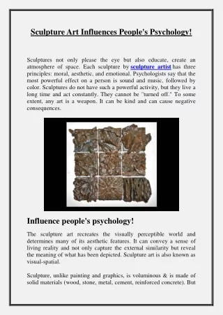 Sculpture Art Influences People’s Psychology!