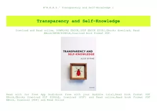 #^R.E.A.D.^ Transparency and Self-Knowledge (E.B.O.O.K. DOWNLOAD^