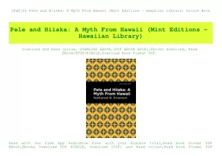 [Pdf]$$ Pele and Hiiaka A Myth From Hawaii (Mint Editions - Hawaiian Library) Online Book
