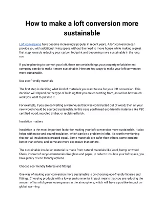 How to make a loft conversion more sustainable
