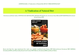 download a vindication of natural diet p d f free