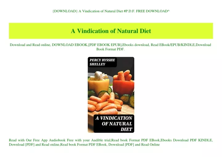 download a vindication of natural diet p d f free