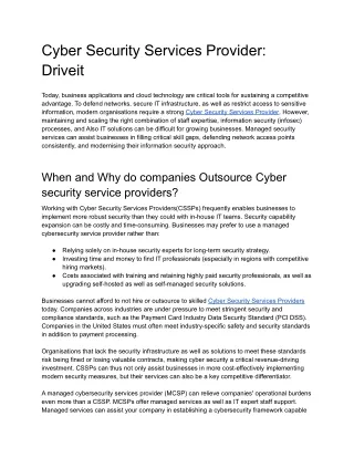 Cyber Security Services Provider - Driveit