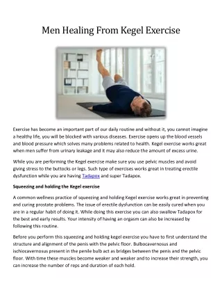 Men Healing From Kegel Exercise
