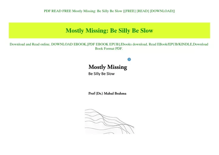 pdf read free mostly missing be silly be slow
