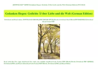 [DOWNLOAD^^][PDF] Gedanken fliegen Gedichte ÃƒÂ¼ber Liebe und die Welt (German Edition) [W.O.R.D]