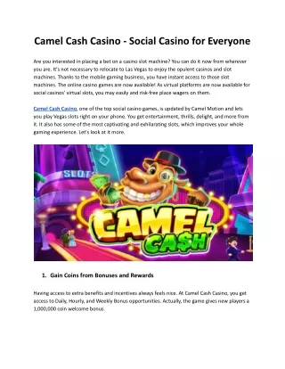 Camel Cash Casino - Social Casino That is Made for Everyone