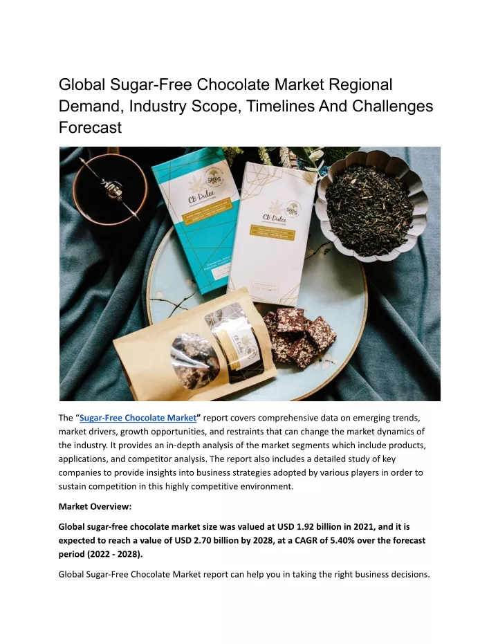 global sugar free chocolate market regional