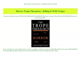 [Best!] Horror Trope Thesaurus  Killing It With Tropes PDF