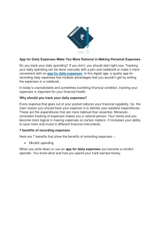 App for Daily Expenses Make You More Rational in Making Personal Expenses