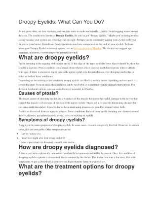 Droopy Eyelids: What Can You Do?