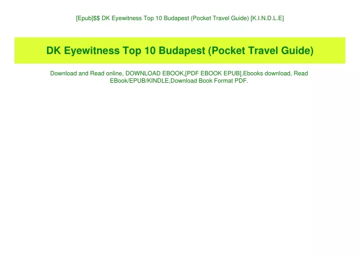 epub dk eyewitness top 10 budapest pocket travel