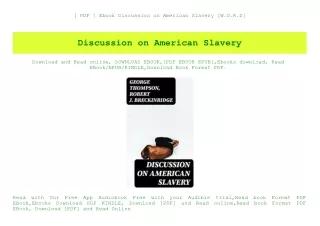 [ PDF ] Ebook Discussion on American Slavery [W.O.R.D]