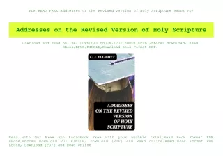 PDF READ FREE Addresses on the Revised Version of Holy Scripture eBook PDF