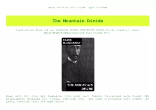 Read The Mountain Divide (Epub Kindle)