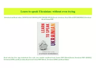 (READ)^ Learn to speak Ukrainian without even trying [PDF EPuB AudioBook Ebook]