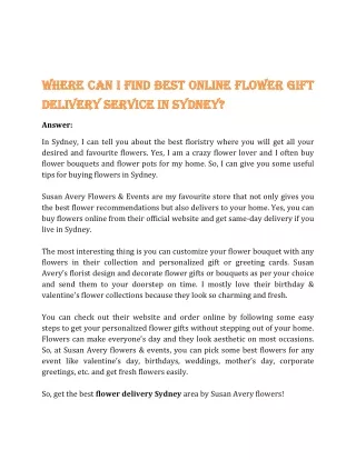 Where can I find best online flower gift delivery service in Sydney