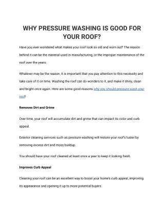 WHY PRESSURE WASHING IS GOOD FOR YOUR ROOF_