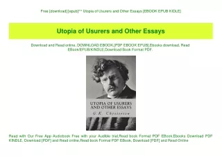Free [download] [epub]^^ Utopia of Usurers and Other Essays [EBOOK EPUB KIDLE]
