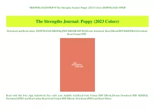 ^#DOWNLOAD@PDF^# The Strengths Journal Poppy (2023 Colors) DOWNLOAD @PDF