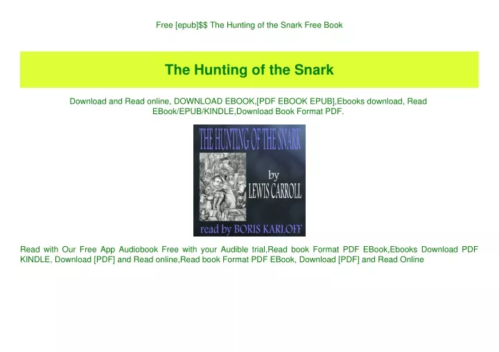 free epub the hunting of the snark free book
