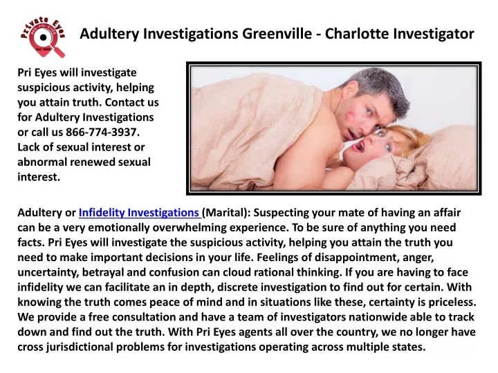adultery investigations greenville charlotte