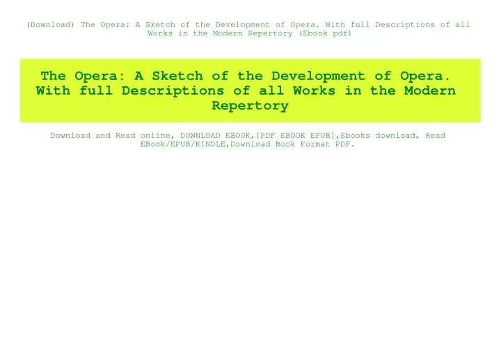 download the opera a sketch of the development