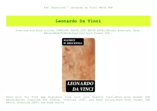 Pdf [download]^^ Leonardo Da Vinci eBook PDF