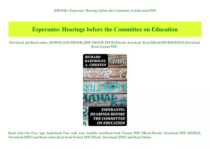 ebook esperanto hearings before the committee