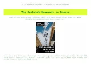 (B.O.O.K.$ The Haskalah Movement in Russia PDF EBOOK DOWNLOAD