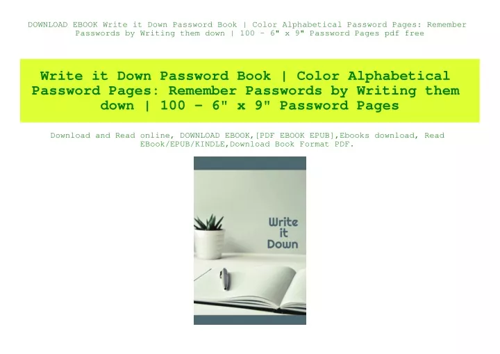 download ebook write it down password book color