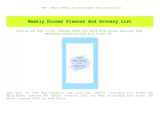 { PDF } Ebook Weekly Dinner Planner And Grocery List (DOWNLOAD E.B.O.O.K.^)