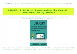 (B.O.O.K.$ USAJOBS A Guide to Understanding the Federal Government Hiring Process Book PDF EPUB
