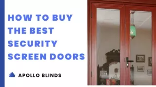 How To Buy The Best Security Screen Doors?