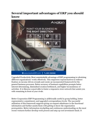 several important advantages of erp you should