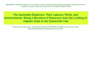 [Epub]$$ The Australian Explorers Their Labours  Perils  and Achievements Being a Narrative of Discovery from the Landin