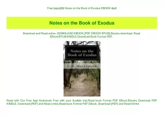 Free [epub]$$ Notes on the Book of Exodus EBOOK #pdf