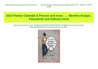(B.O.O.K.$ 2023 Weekly Calendar & Planner and more . . . Monthly Budget  Passwords and Address book PDF - KINDLE - EPUB