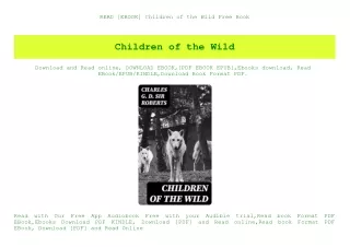 READ [EBOOK] Children of the Wild Free Book