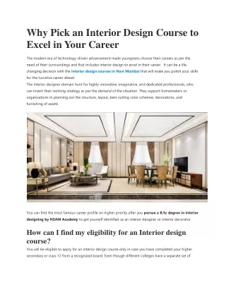 Why Pick an Interior Design Course to Excel in Your Career