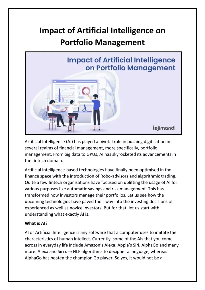 impact of artificial intelligence on portfolio