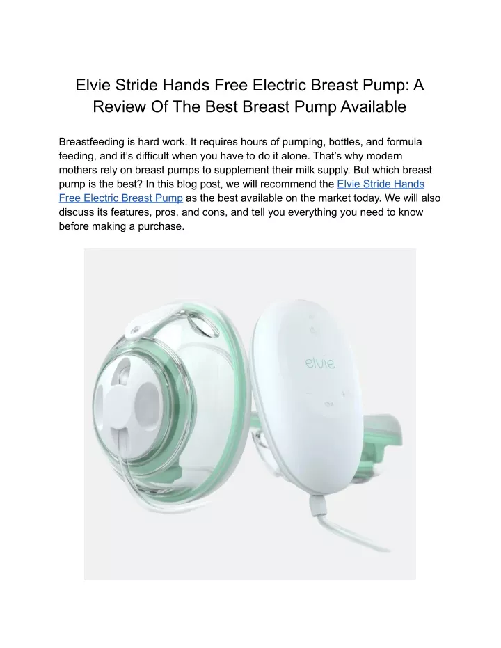 elvie stride hands free electric breast pump