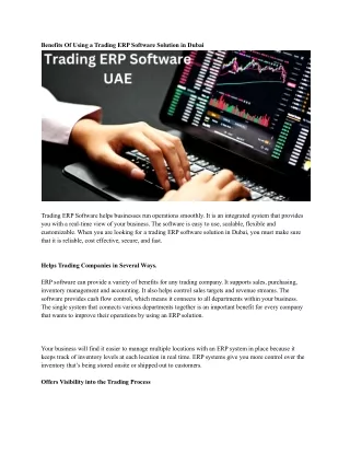 benefits of using a trading erp software solution