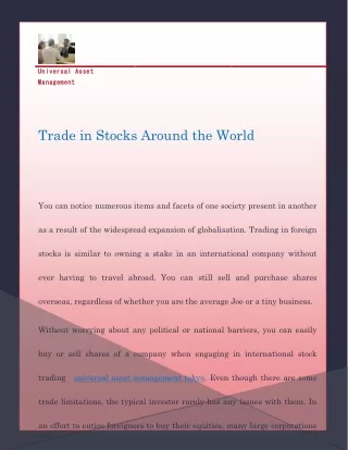 Trade in Stocks Around the World