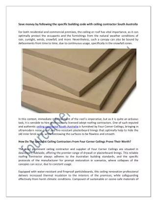 Save money by following the specific building code with ceiling contractor South