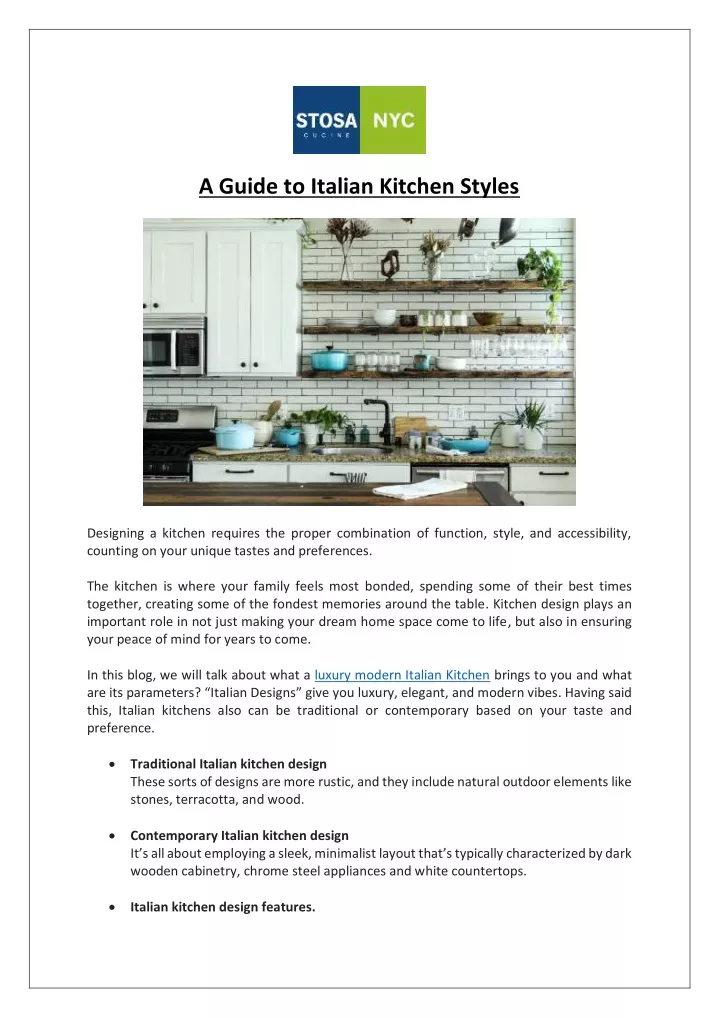 a guide to italian kitchen styles