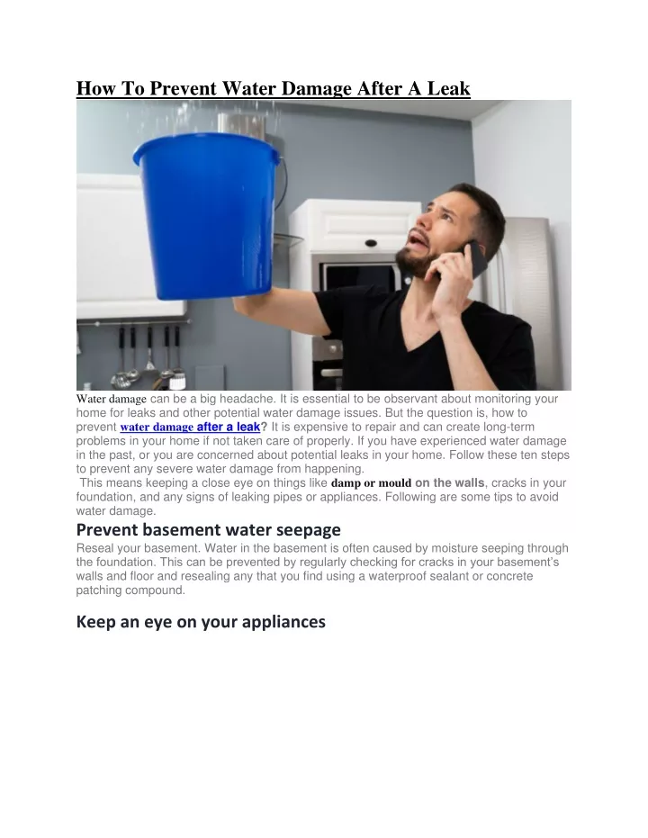 PPT - How To Prevent Water Damage After A Leak PowerPoint Presentation ...