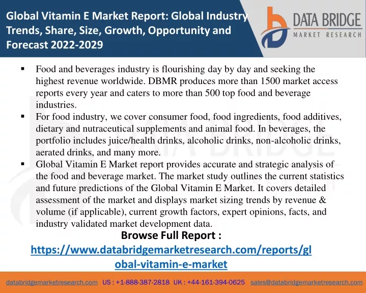 global vitamin e market report global industry