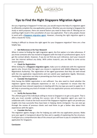 tips to find the right singapore migration agent