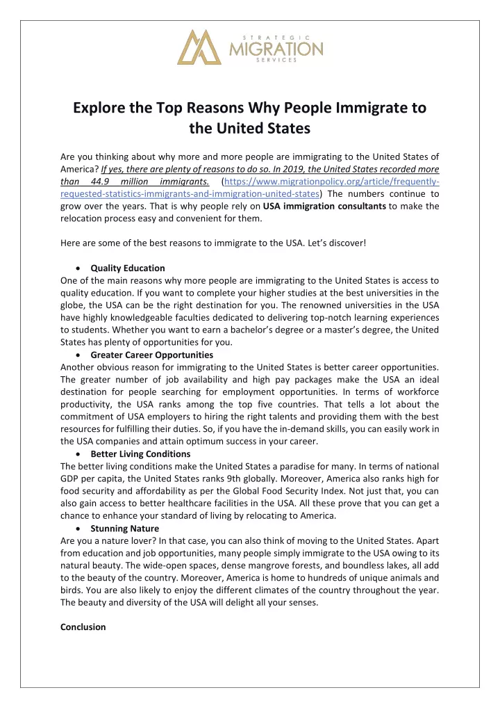 explore the top reasons why people immigrate